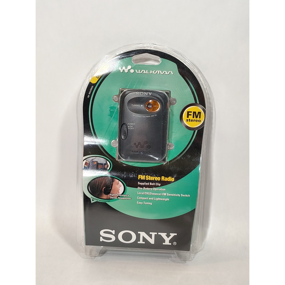 Sony Walkman SRF-56‎ FM Stereo Radio Headphones Belt Clip Easy Tuning